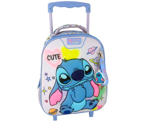 Luna: Disney Stitch s dvoma priehradkami, batoh na kolieskach pre škôlkarov 27 x 10 x 31 cm