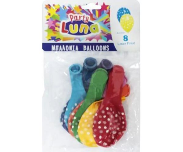 Luna: Farebné balóny s kvetinovým vzorom 8 dielny set
