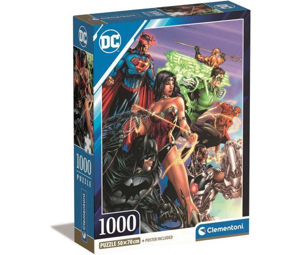 DC Comics: Az igazság ligája 1000db-os Compact puzzle 50x70cm - Clementoni