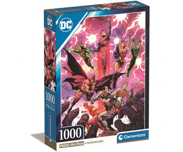 DC Comics: Az igazság ligája képregény 1000db-os Compact puzzle 50x70cm - Clementoni