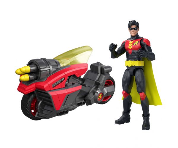 DC Robin akciófigura motorral és kilövő rakétákkal – Mattel