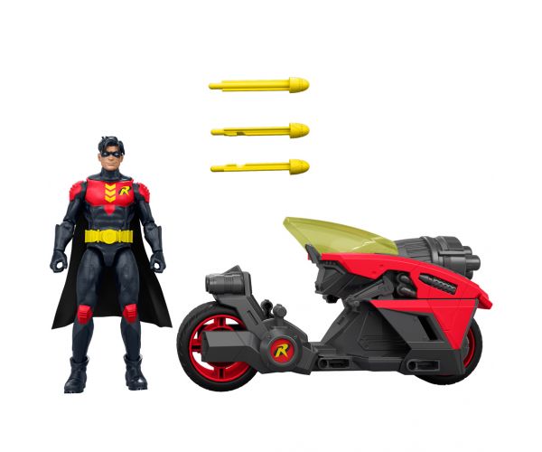 DC Robin akciófigura motorral és kilövő rakétákkal – Mattel