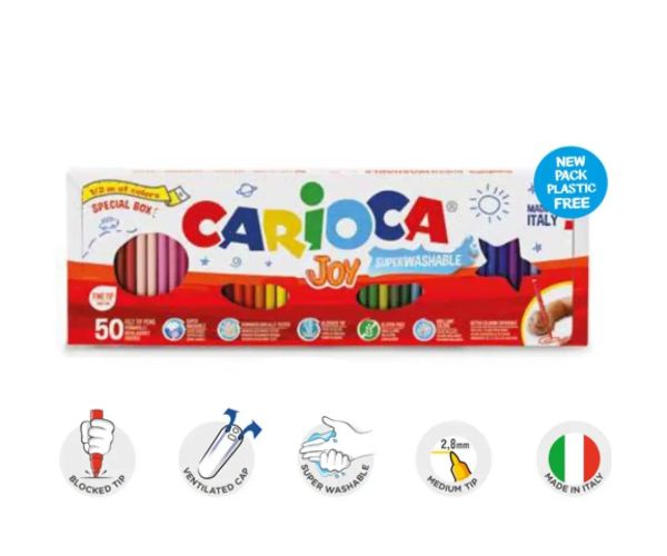 Carioca Joy 50 dielny set zmazateľných fixiek v polmetrovom balení