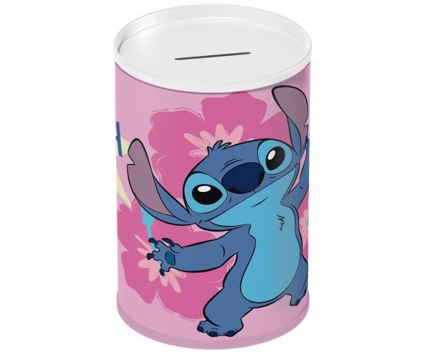 Luna: valcovitá kovová pokladnička s motívom Disneyho Stitcha 10 x 15 cm