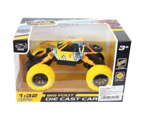 Off-Road naťahovacie žlté rally auto 1/32