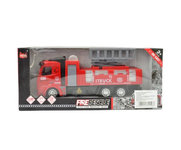Fire Rescue: Hasičské auto so zdvíhacím košom so zotrvačníkom 19cm