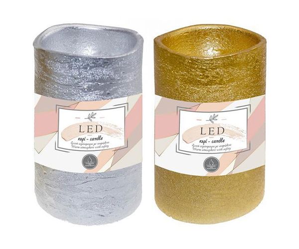 Dekor fehér LED-es gyertya 7,5x15cm