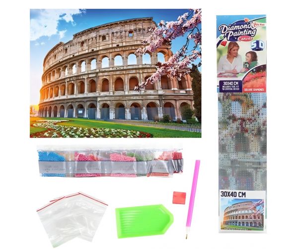 Gyémántszemes kirakó: Róma Colosseum gyémántfestő szett 30x40cm