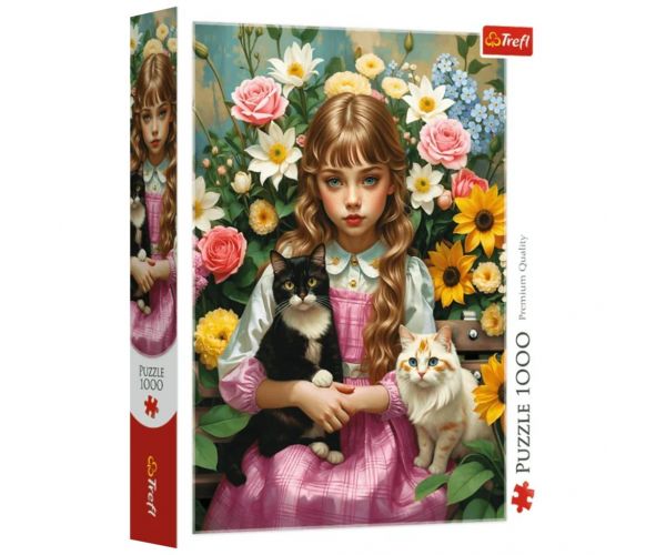 Lány cicákkal 1000db-os puzzle - Trefl