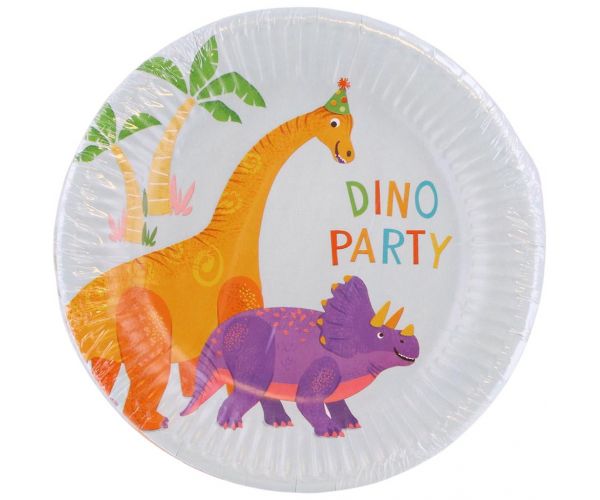 Dinó party 8db-os papírtányér szett 23cm-es