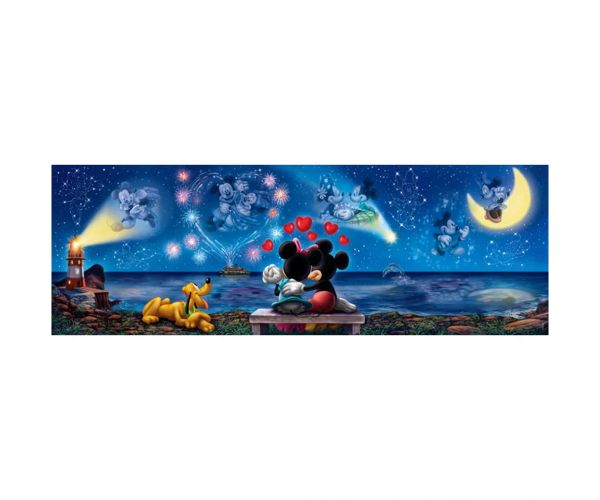 Disney - Mickey és Minnie varázslatos éjszakája 1000db-os panoráma puzzle poszterrel - Clementoni