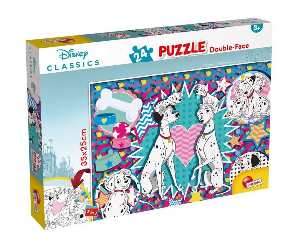 Disney 101 kiskutya 2 az 1-ben 24db-os puzzle és színező 35x25cm - Lisciani