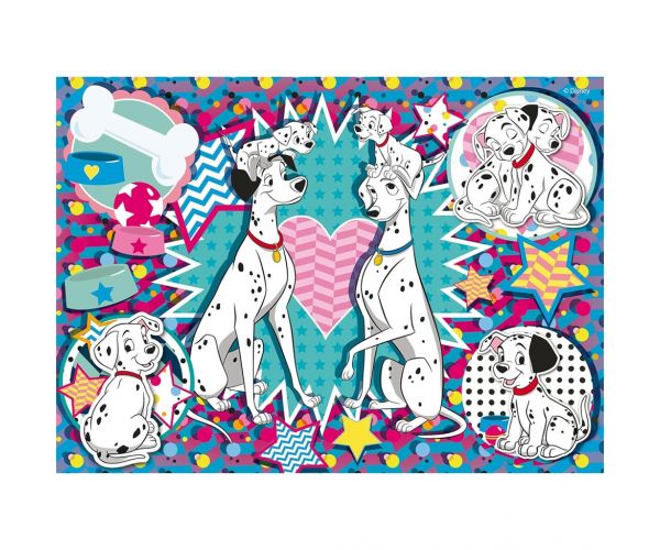 Disney 101 kiskutya 2 az 1-ben 24db-os puzzle és színező 35x25cm - Lisciani