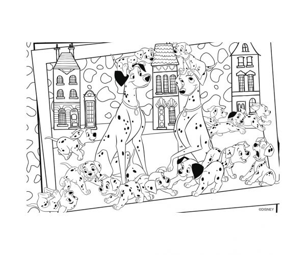 Disney 101 kiskutya 2 az 1-ben 24db-os puzzle és színező 50x35cm - Lisciani