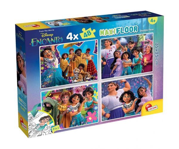 Disney Encanto 2 az 1-ben maxi 4x48db-os puzzle és színező 35x25cm - Lisciani