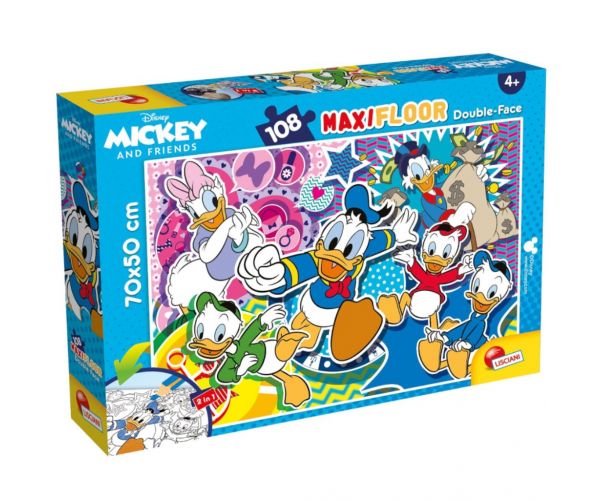 Disney Kacsamesék 2 az 1-ben 108db-os puzzle és színező 70x50cm - Lisciani