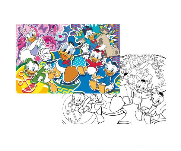 Disney Kacsamesék 2 az 1-ben 108db-os puzzle és színező 70x50cm - Lisciani