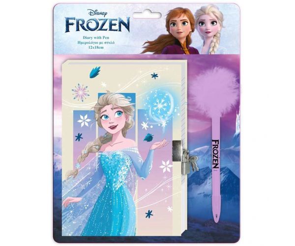 Disney: Jégvarázs 2 titkos napló lakattal és pom-pomos tollal 12x18cm 60 lapos