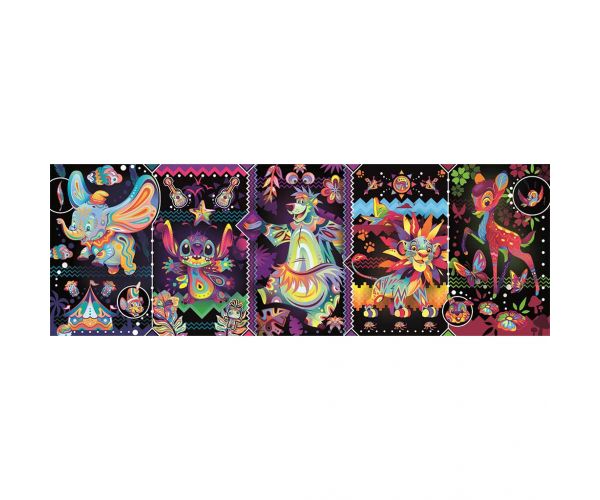 Disney: Neon karakterek 1000db-os panoráma puzzle 98x33cm - Clementoni