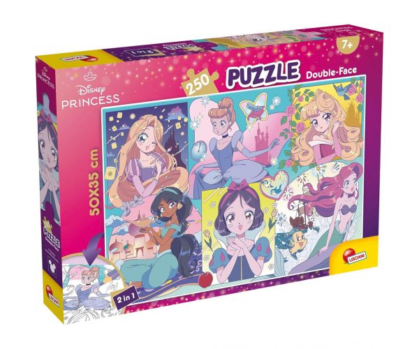 Disney Hercegnők – Mangás varázslat 2 az 1-ben 250db-os puzzle és színező 50x35cm - Lisciani