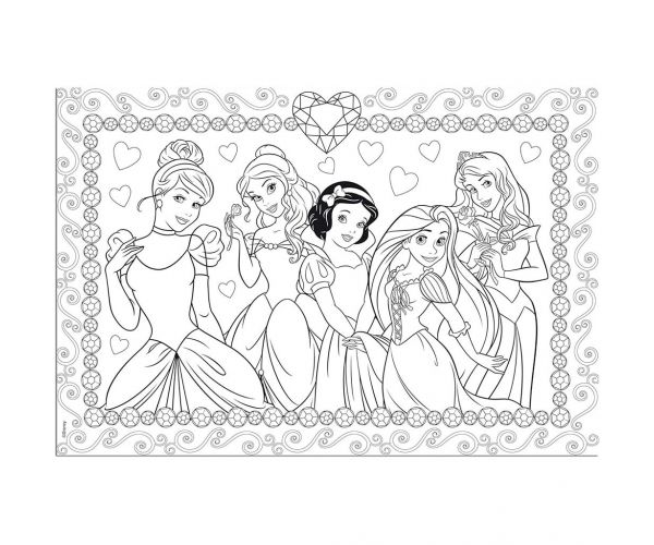 Disney Hercegnők 2 az 1-ben 108db-os puzzle és színező 50x35cm - Lisciani