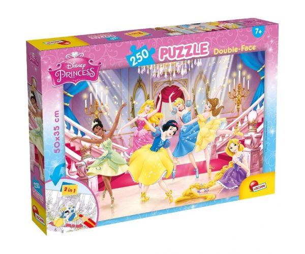 Disney Hercegnők 2 az 1-ben 250db-os puzzle és színező 50x35cm - Lisciani