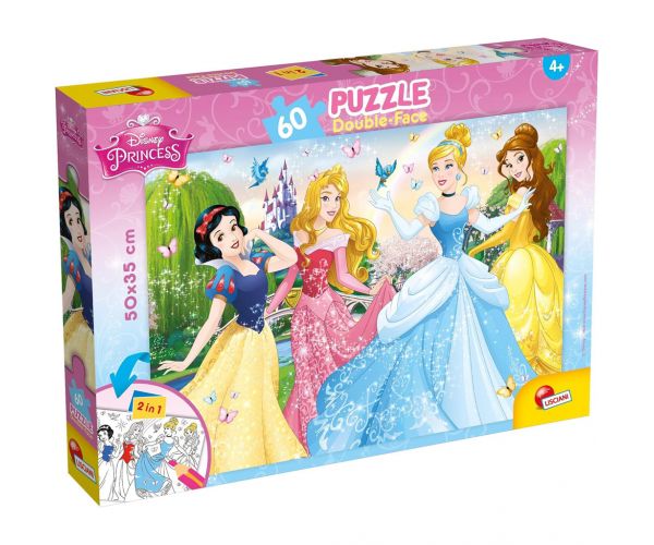 Disney Hercegnők 2 az 1-ben 60db-os puzzle és színező 50x35cm - Lisciani