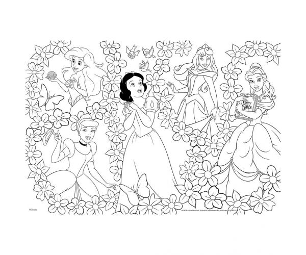 Disney Hercegnők 2 az 1-ben maxi 2x60db-os puzzle és színező 50x35cm - Lisciani