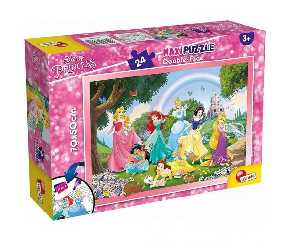 Disney Hercegnők 2 az 1-ben maxi 24db-os puzzle és színező 70x50cm - Lisciani