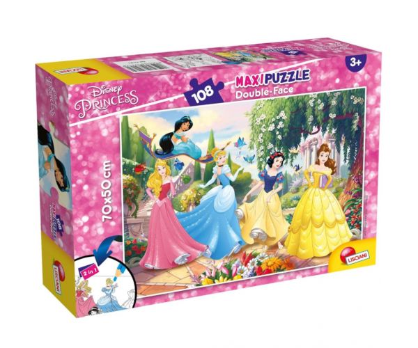 Disney Hercegnők 2 az 1-ben 108db-os puzzle és színező 70x50cm - Lisciani