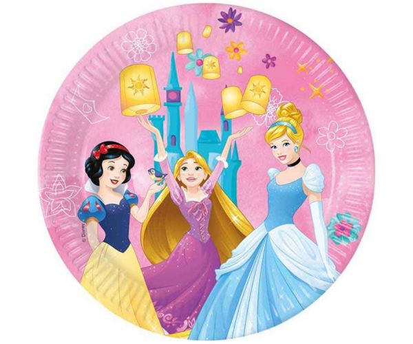 Disney Hercegnők rózsaszín papírtánér 8db-os szett 23cm