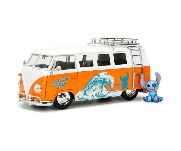 Disney Stitch – 1961 Volkswagen Busz kisautó Stitch figurával 1/24 - Jada Toys