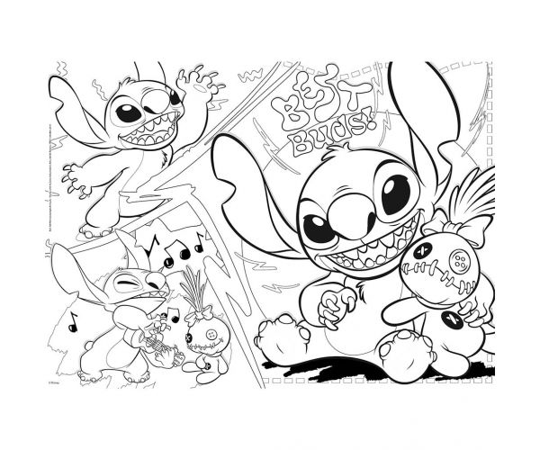 Disney Stitch 2 az 1-ben maxi 24db-os puzzle és színező 70x50cm - Lisciani
