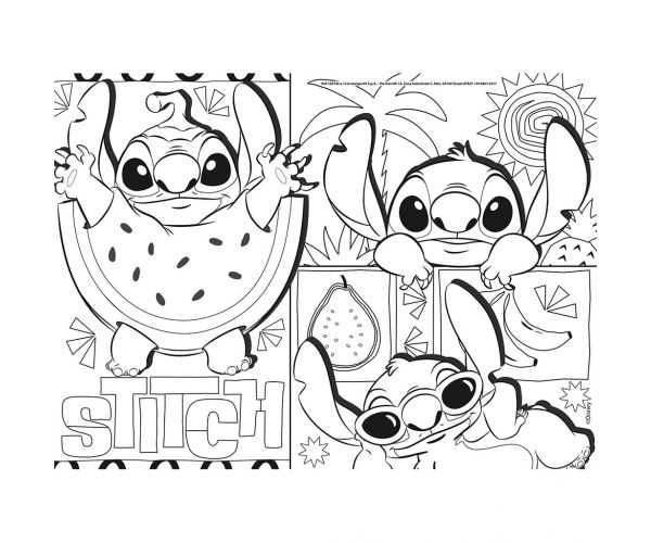 Disney Stitch 2 az 1-ben maxi 4x48db-os puzzle és színező 35x25cm - Lisciani