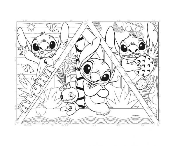 Disney Stitch 2 az 1-ben maxi 4x48db-os puzzle és színező 35x25cm - Lisciani
