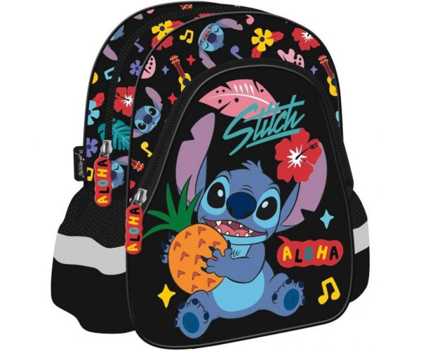 Disney Stitch Aloha fekete színű ovis hátizsák 29x22x9 cm