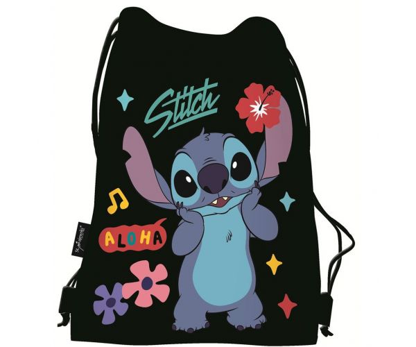 Disney Stitch Black Aloha tornazsák, sportzsák 34x43cm
