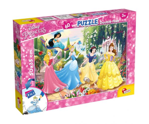 Disney Hercegnők - Mesebeli kert varázsa 2 az 1-ben 60db-os puzzle és színező 50x35cm - Lisciani