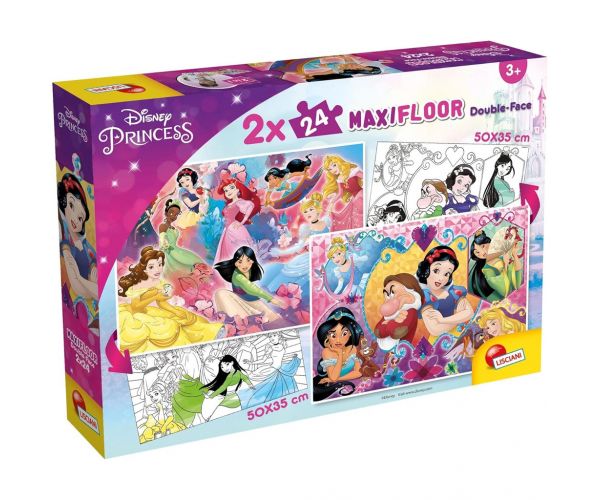 Disney Hercegnők 2 az 1-ben 2x24db-os maxi puzzle és színező - Lisciani