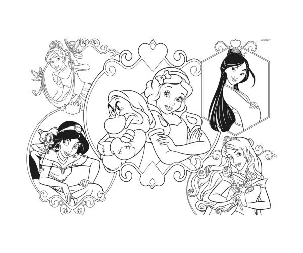 Disney Hercegnők 2 az 1-ben 2x24db-os maxi puzzle és színező - Lisciani