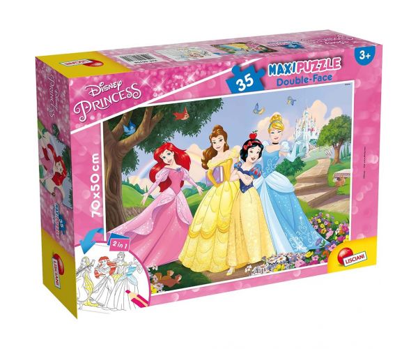 Disney Hercegnők 2 az 1-ben maxi 35db-os puzzle és színező 70x50cm - Lisciani