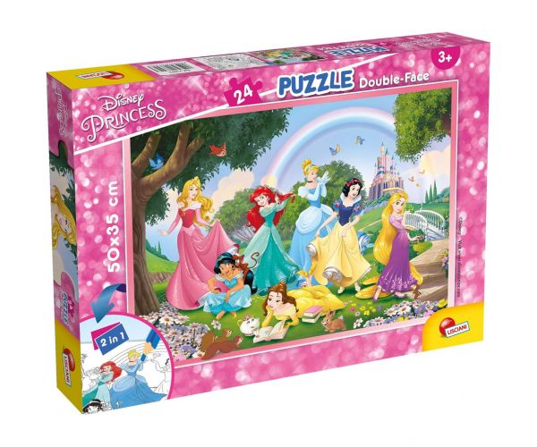 Disney Hercegnők 2 az 1-ben 24db-os puzzle és színező 50x35cm - Lisciani