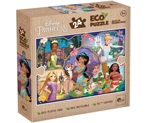 Disney hercegnők és állataik 2 az 1-ben 24db-os Eco mini puzzle és színező 35x25cm - Lisciani