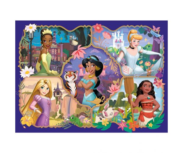 Disney hercegnők és állataik 2 az 1-ben 24db-os Eco mini puzzle és színező 35x25cm - Lisciani