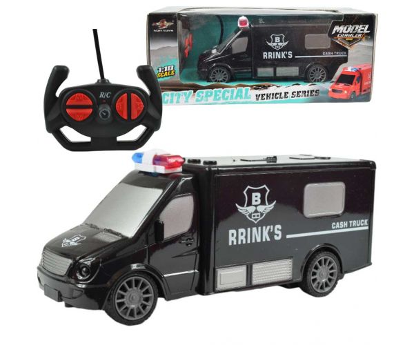 RC Távirányítós pénz szállító kisbusz fényeffektekkel 1/30-as méretarány 20cm