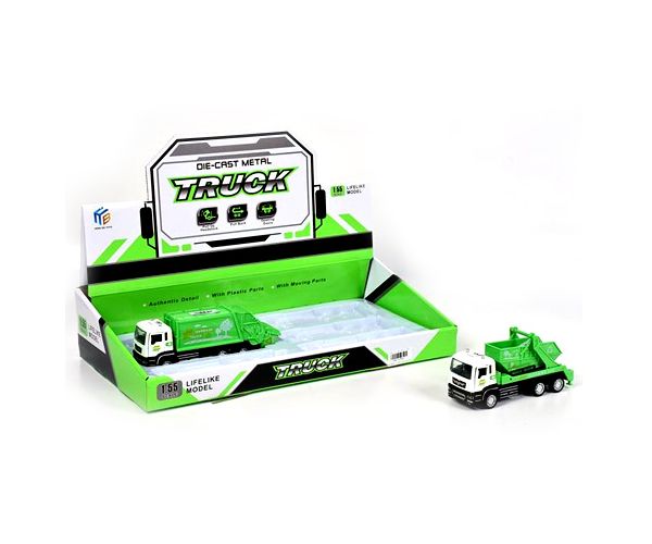 Die-Cast Metal Truck szelektív hulladékgyűjtő kamion kétféle változatban 1/55