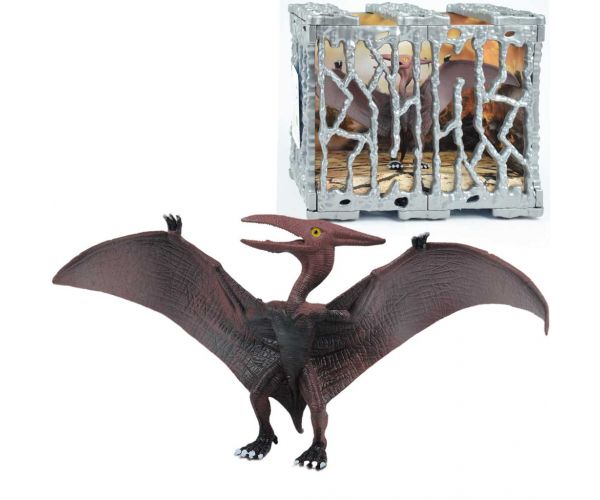 Dino World: Részletgazdagon kidolgozott 20cm-es Pterosaur dinoszaurusz figura ketrecben