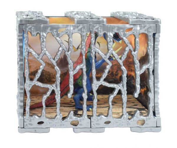 Dino World: Részletgazdagon kidolgozott 20cm-es Therizinosaurus dinoszaurusz figura ketrecben