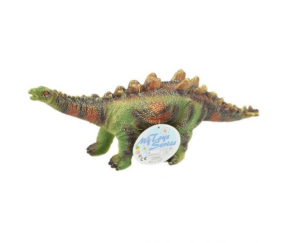 Dino World: Vinyl anyagú hangot adó Stegosaurusz dinoszaurusz figura pamut töltéssel 35cm