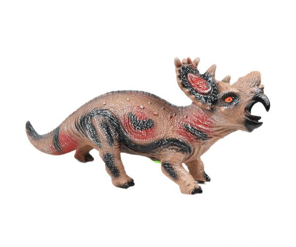 Dino World: Vinyl anyagú hangot adó Styracosaurus dinoszaurusz figura pamut töltéssel 35cm
